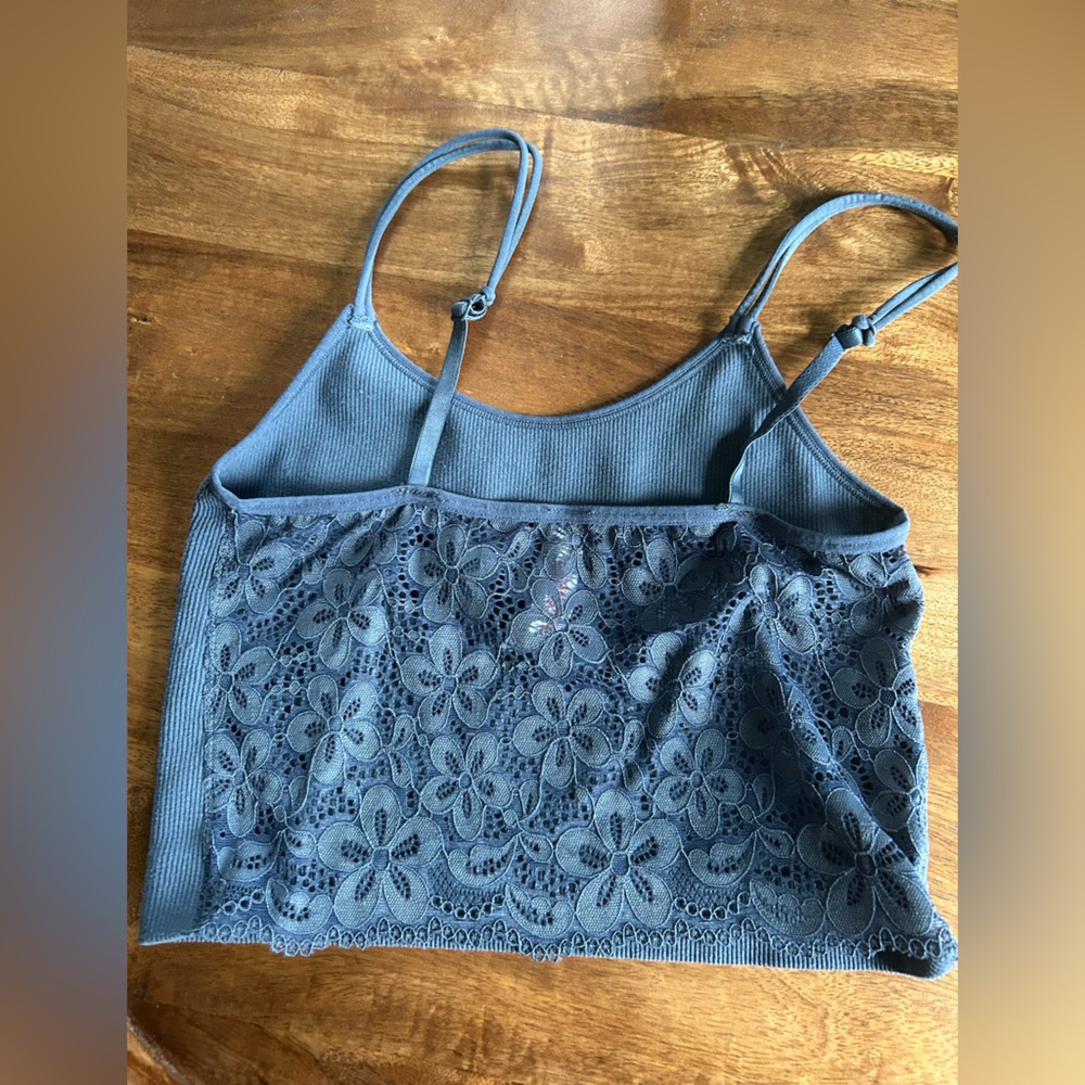 Blue Ribbed Women's Top - Picture 2 of 3